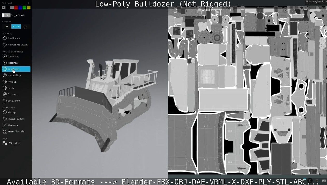 Low-Poly Bulldozer - Not Rigged Low-poly 3D model_58