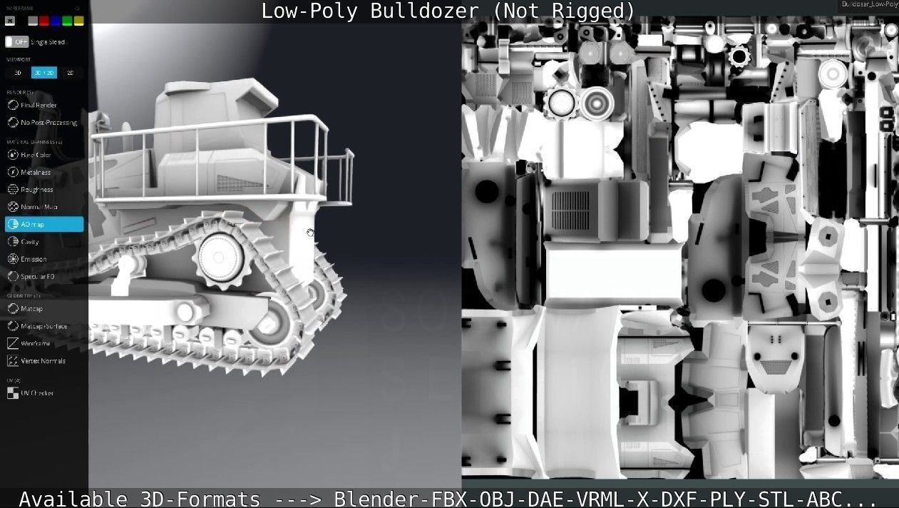 Low-Poly Bulldozer - Not Rigged Low-poly 3D model_64