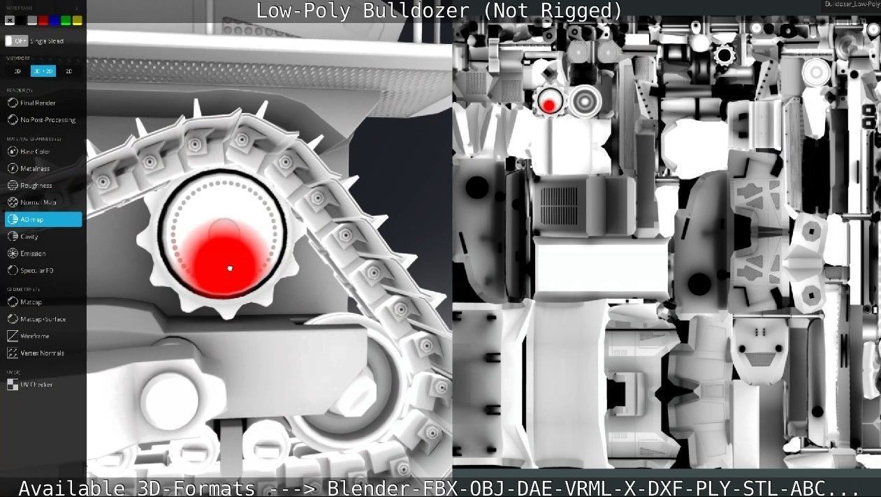 Low-Poly Bulldozer - Not Rigged Low-poly 3D model_65