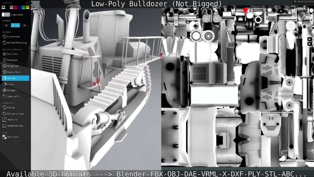 Low-Poly Bulldozer - Not Rigged Low-poly 3D model_68