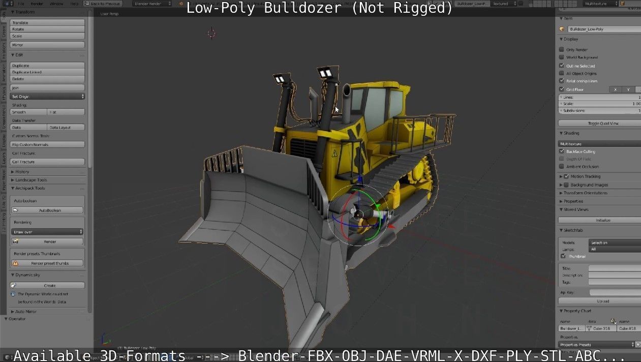 Low-Poly Bulldozer - Not Rigged Low-poly 3D model_18