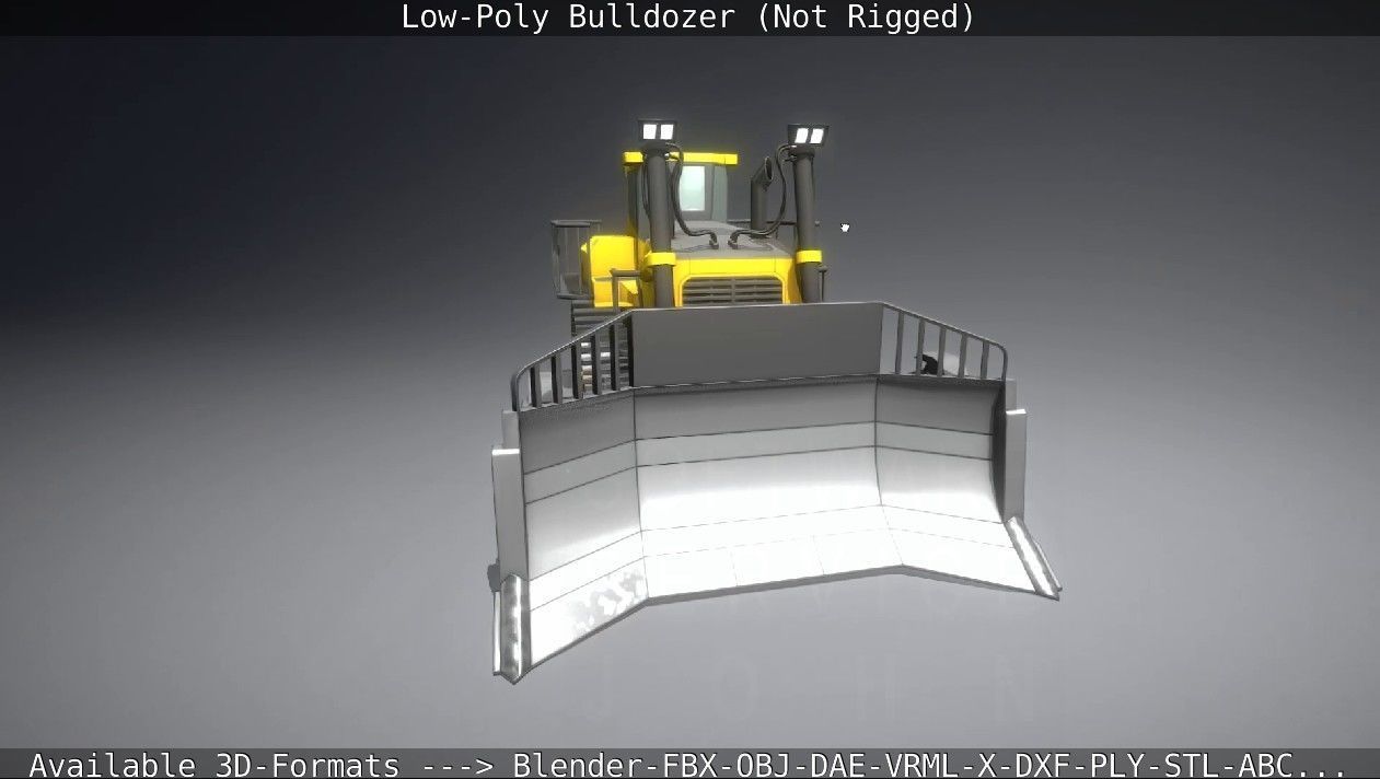 Low-Poly Bulldozer - Not Rigged Low-poly 3D model_2