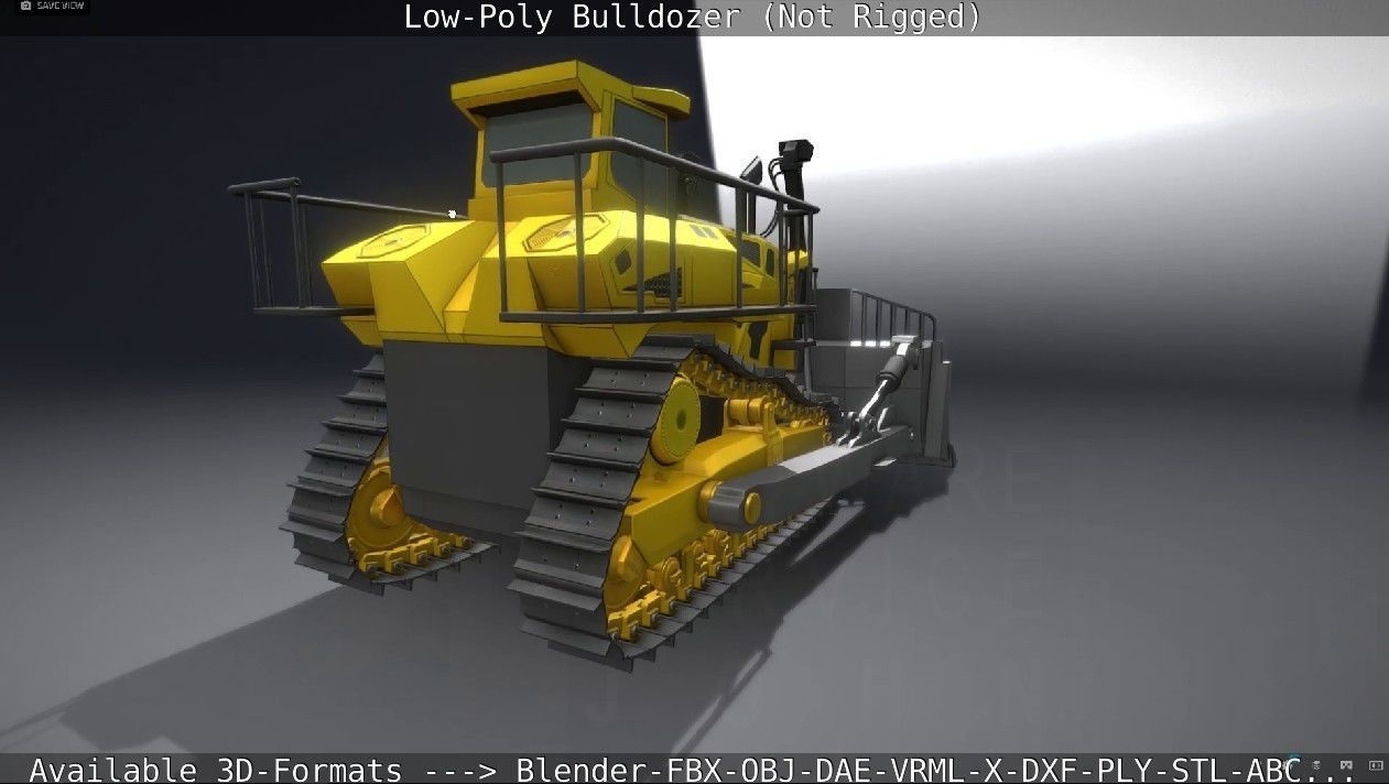 Low-Poly Bulldozer - Not Rigged Low-poly 3D model_5