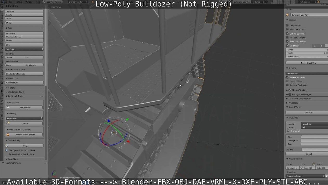 Low-Poly Bulldozer - Not Rigged Low-poly 3D model_31