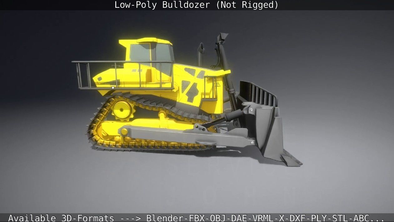 Low-Poly Bulldozer - Not Rigged Low-poly 3D model_13
