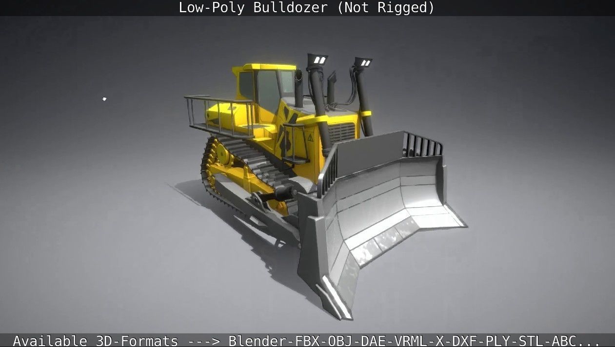 Low-Poly Bulldozer - Not Rigged Low-poly 3D model_4