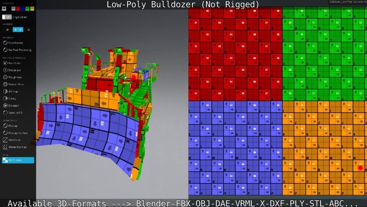 Low-Poly Bulldozer - Not Rigged Low-poly 3D model_84