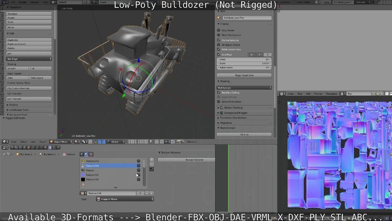 Low-Poly Bulldozer - Not Rigged Low-poly 3D model_26