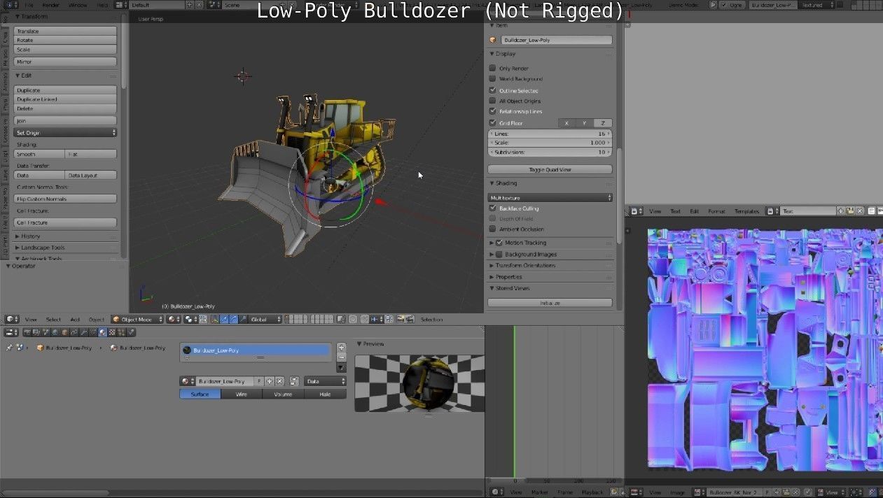 Low-Poly Bulldozer - Not Rigged Low-poly 3D model_15