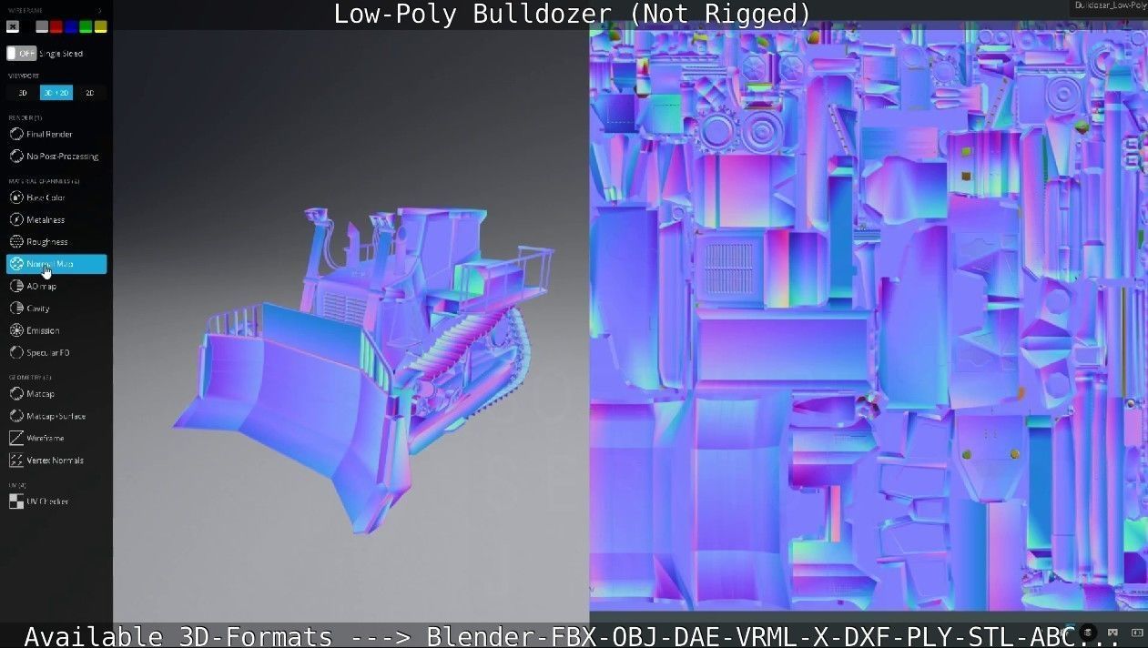 Low-Poly Bulldozer - Not Rigged Low-poly 3D model_61