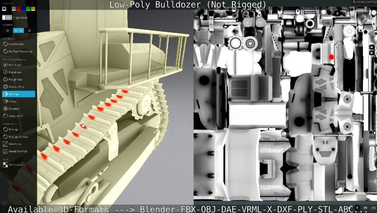 Low-Poly Bulldozer - Not Rigged Low-poly 3D model_69