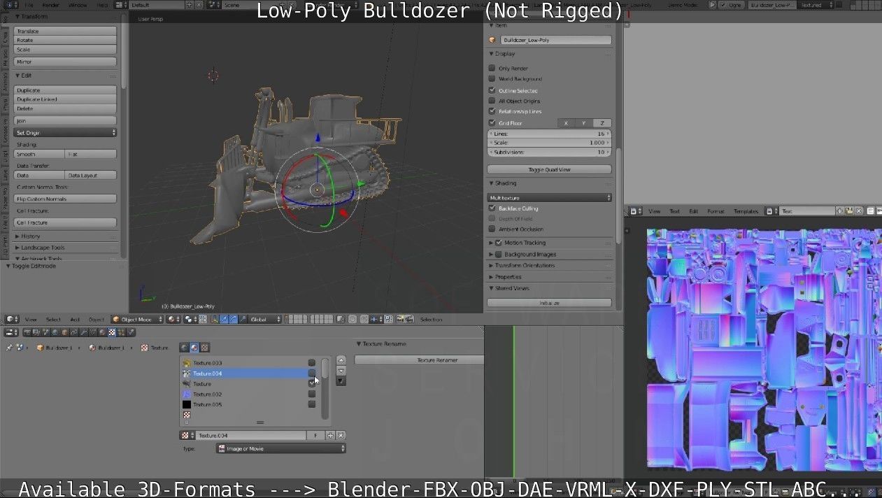 Low-Poly Bulldozer - Not Rigged Low-poly 3D model_30
