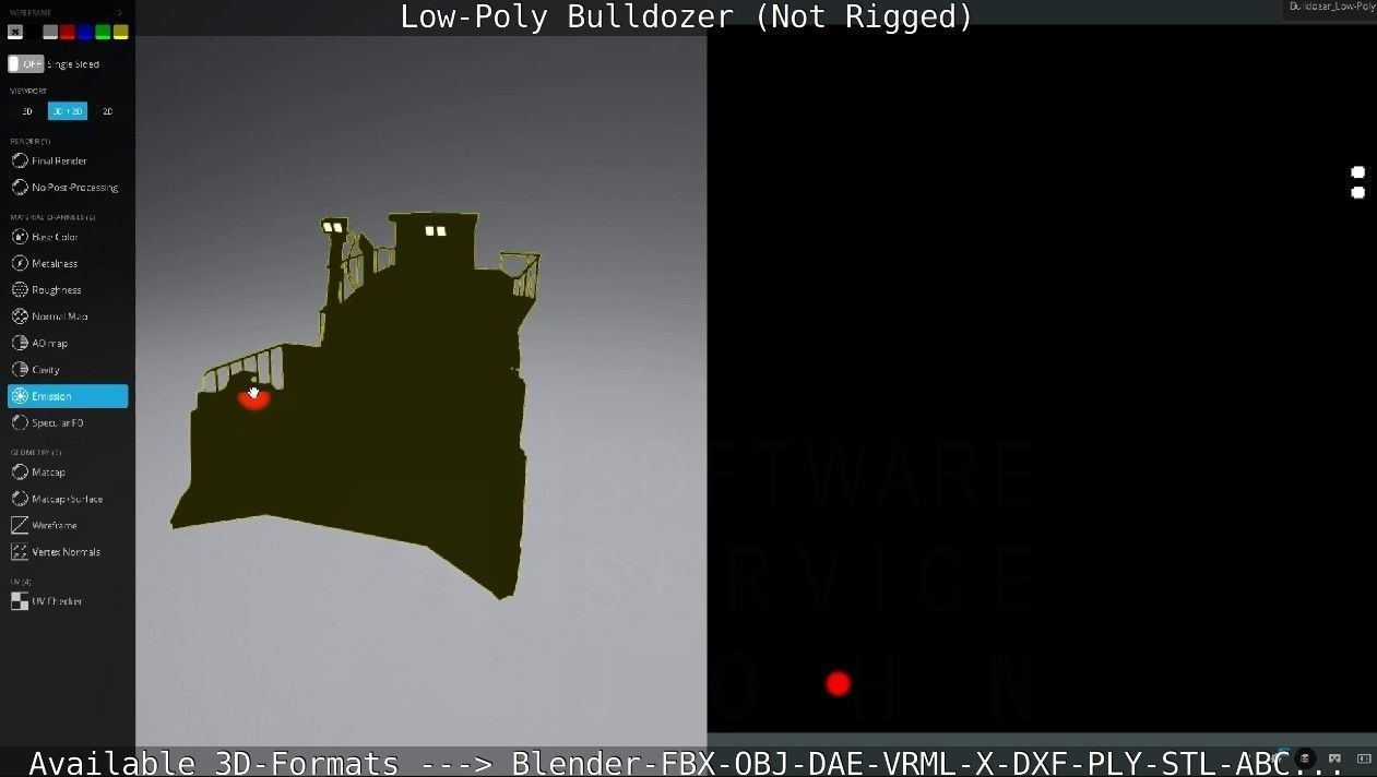 Low-Poly Bulldozer - Not Rigged Low-poly 3D model_81
