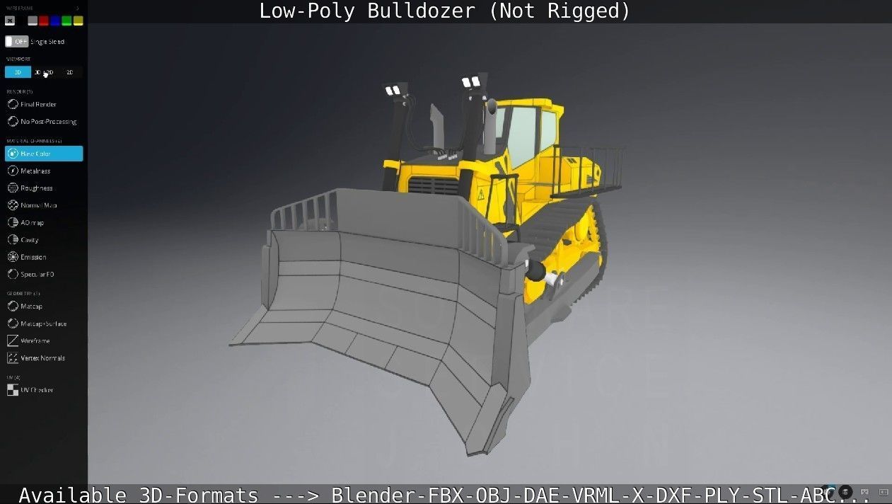 Low-Poly Bulldozer - Not Rigged Low-poly 3D model_47
