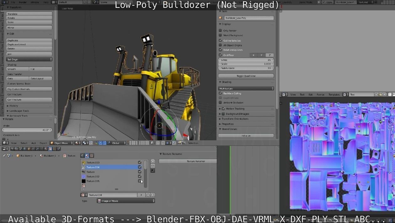 Low-Poly Bulldozer - Not Rigged Low-poly 3D model_33
