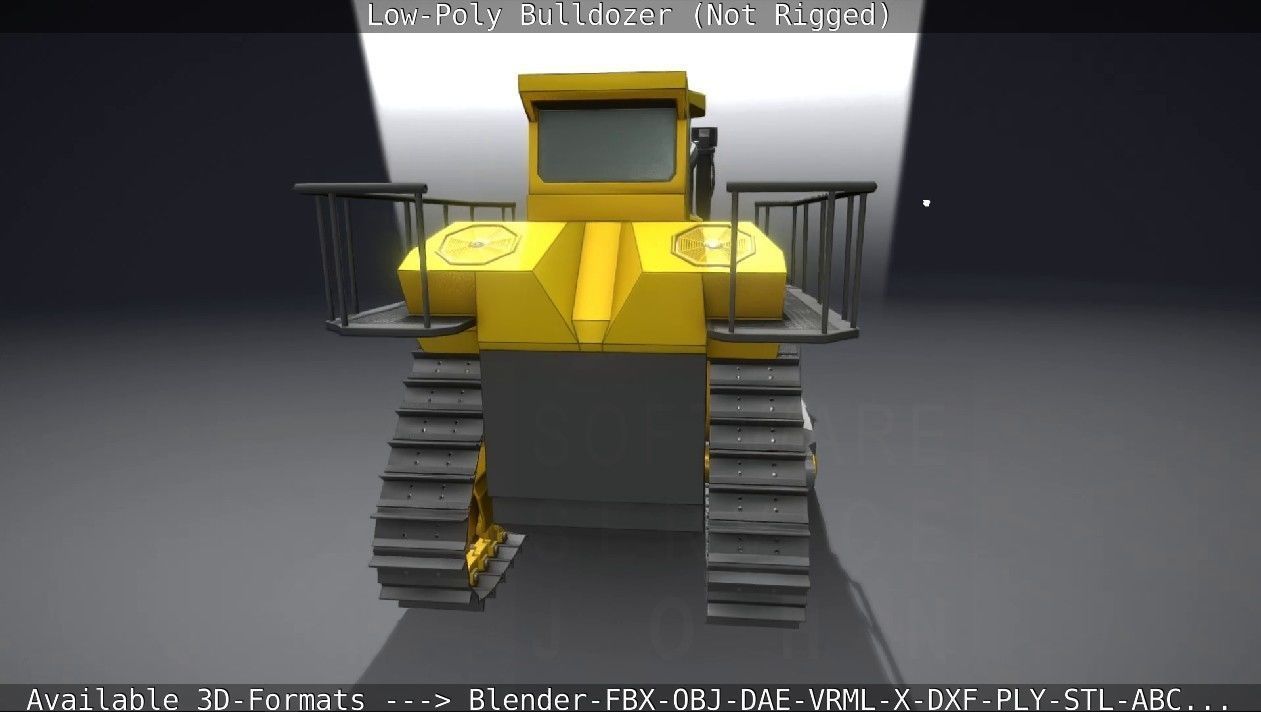 Low-Poly Bulldozer - Not Rigged Low-poly 3D model_80
