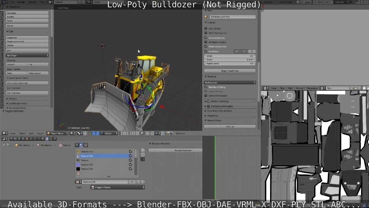 Low-Poly Bulldozer - Not Rigged Low-poly 3D model_71