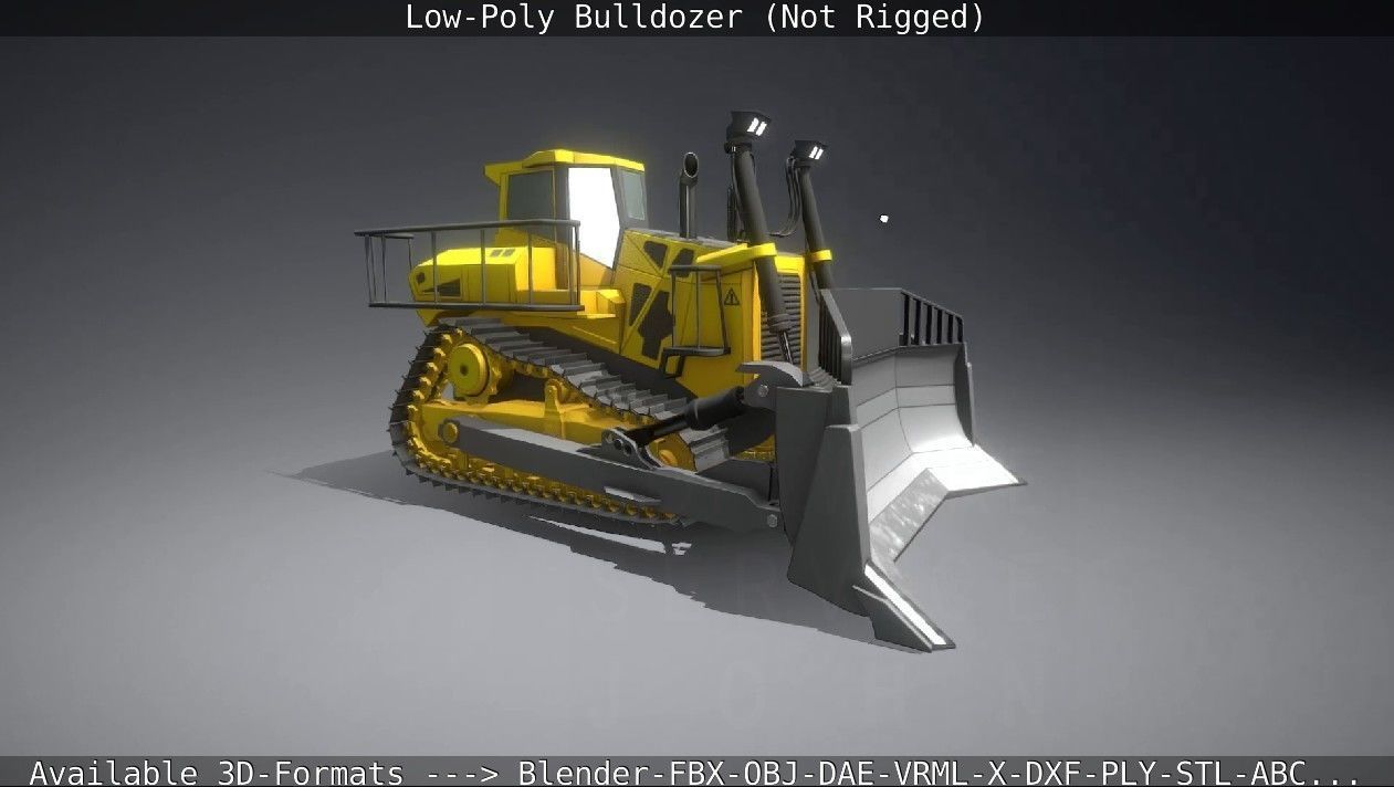 Low-Poly Bulldozer - Not Rigged Low-poly 3D model_78
