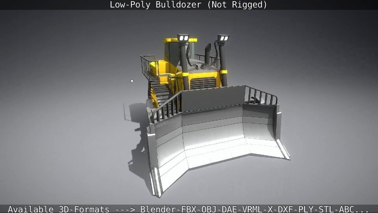 Low-Poly Bulldozer - Not Rigged Low-poly 3D model_14