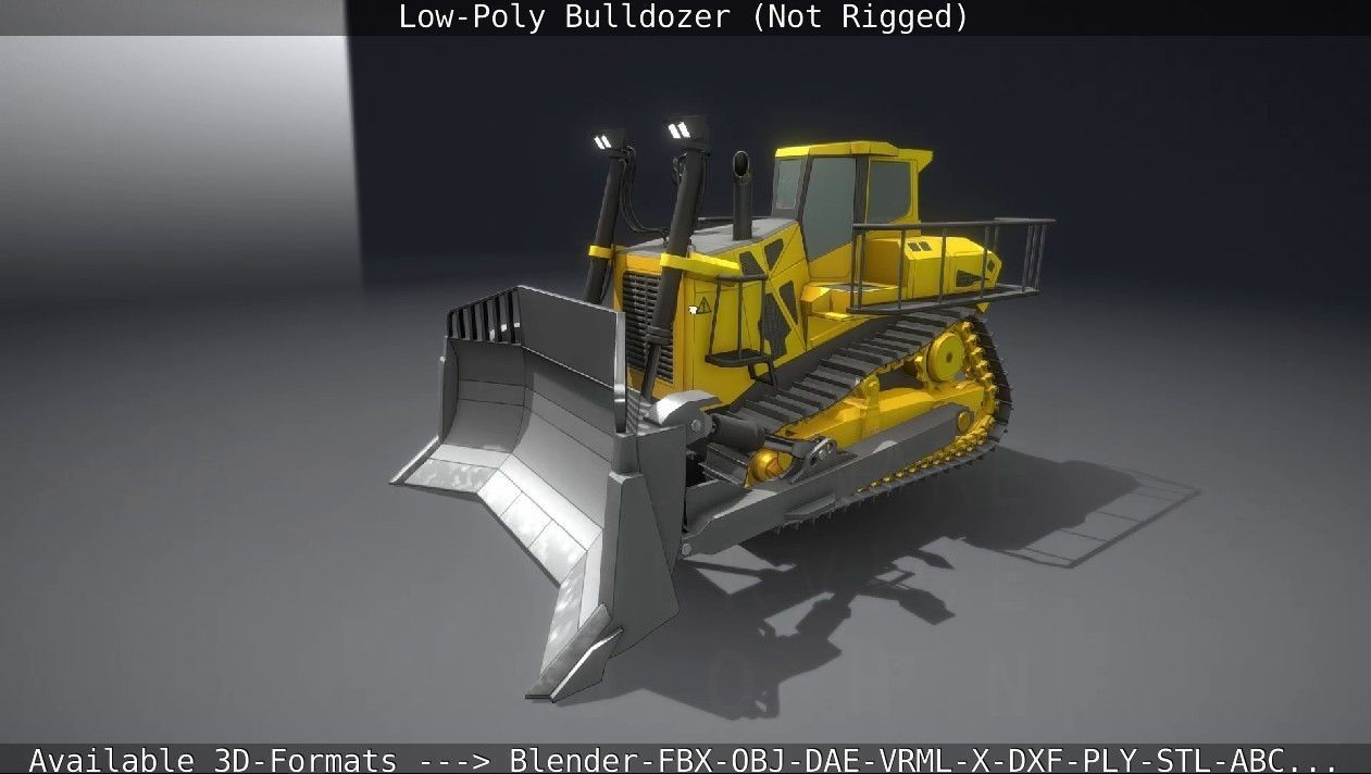Low-Poly Bulldozer - Not Rigged Low-poly 3D model_10