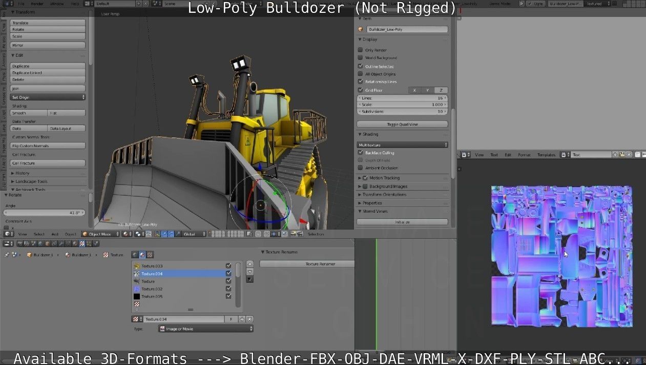 Low-Poly Bulldozer - Not Rigged Low-poly 3D model_50