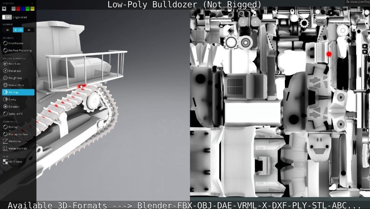 Low-Poly Bulldozer - Not Rigged Low-poly 3D model_66
