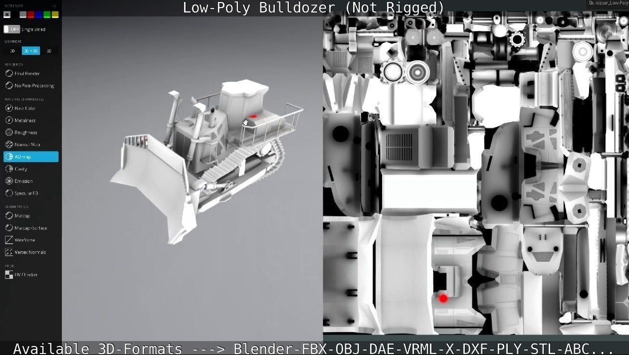 Low-Poly Bulldozer - Not Rigged Low-poly 3D model_72