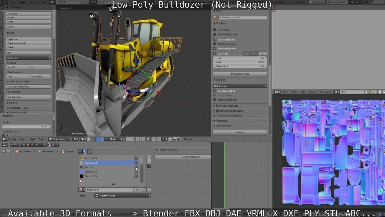 Low-Poly Bulldozer - Not Rigged Low-poly 3D model_46