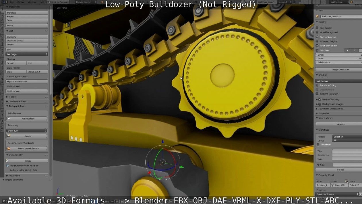 Low-Poly Bulldozer - Not Rigged Low-poly 3D model_28