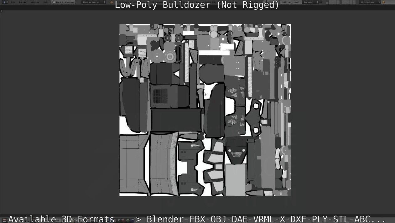 Low-Poly Bulldozer - Not Rigged Low-poly 3D model_67