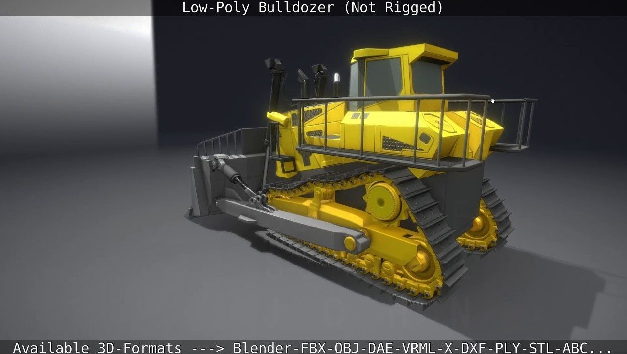 Low-Poly Bulldozer - Not Rigged Low-poly 3D model_48