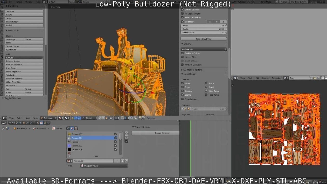 Low-Poly Bulldozer - Not Rigged Low-poly 3D model_54