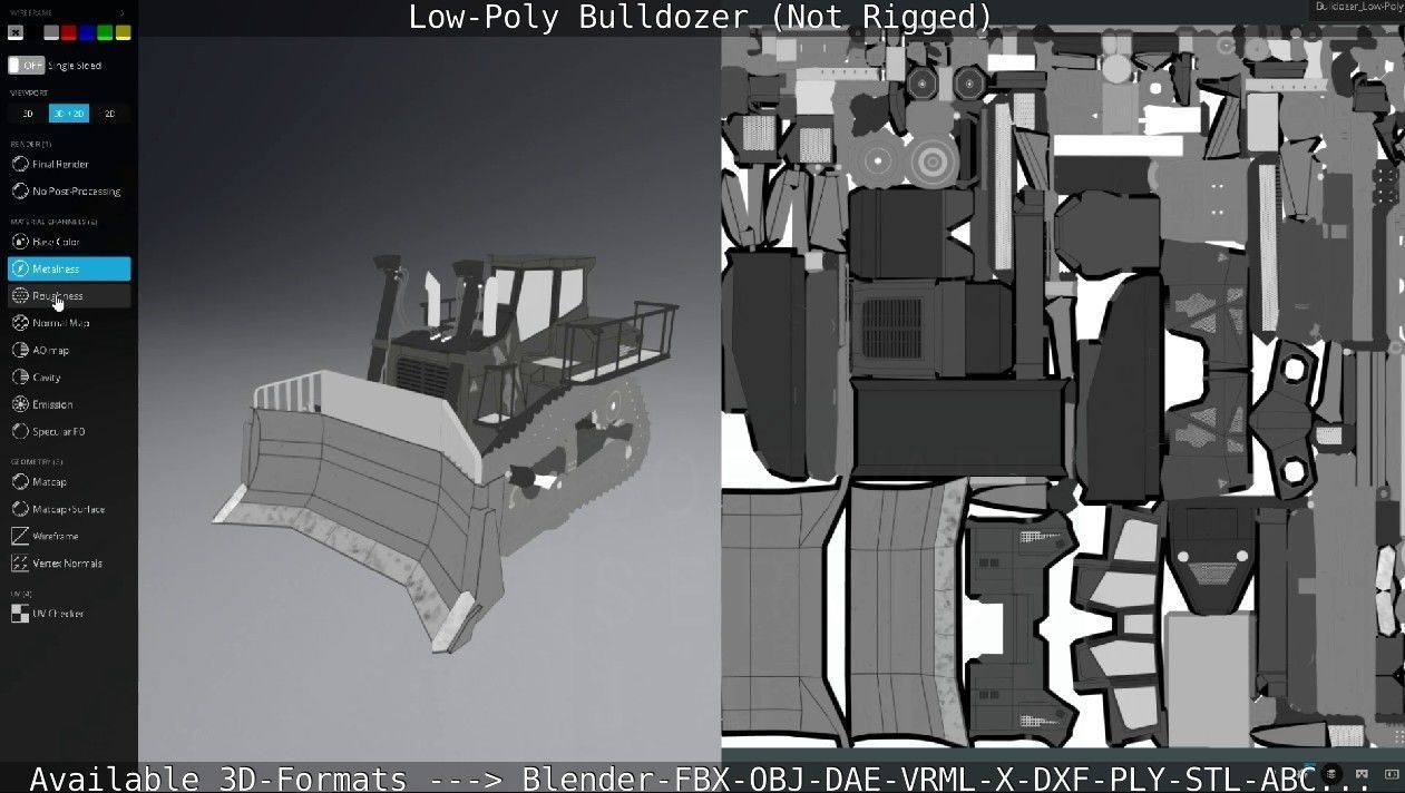 Low-Poly Bulldozer - Not Rigged Low-poly 3D model_57
