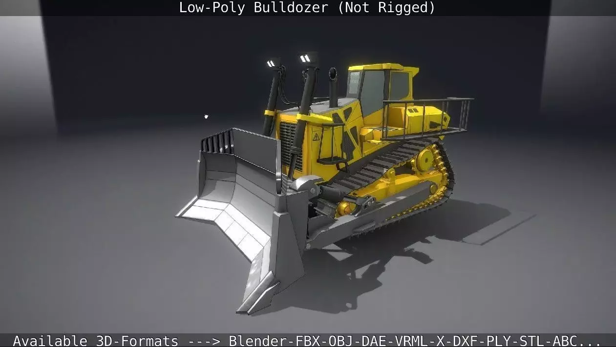 Low-Poly Bulldozer - Not Rigged Low-poly 3D model_0