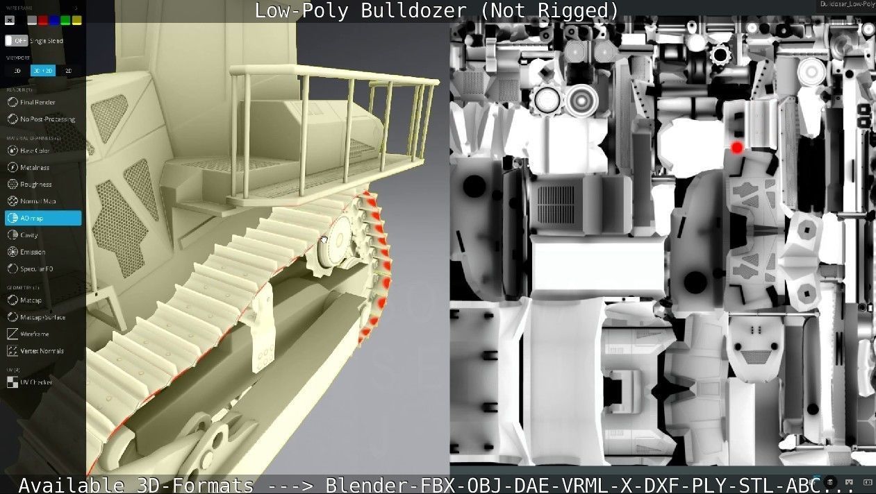 Low-Poly Bulldozer - Not Rigged Low-poly 3D model_70