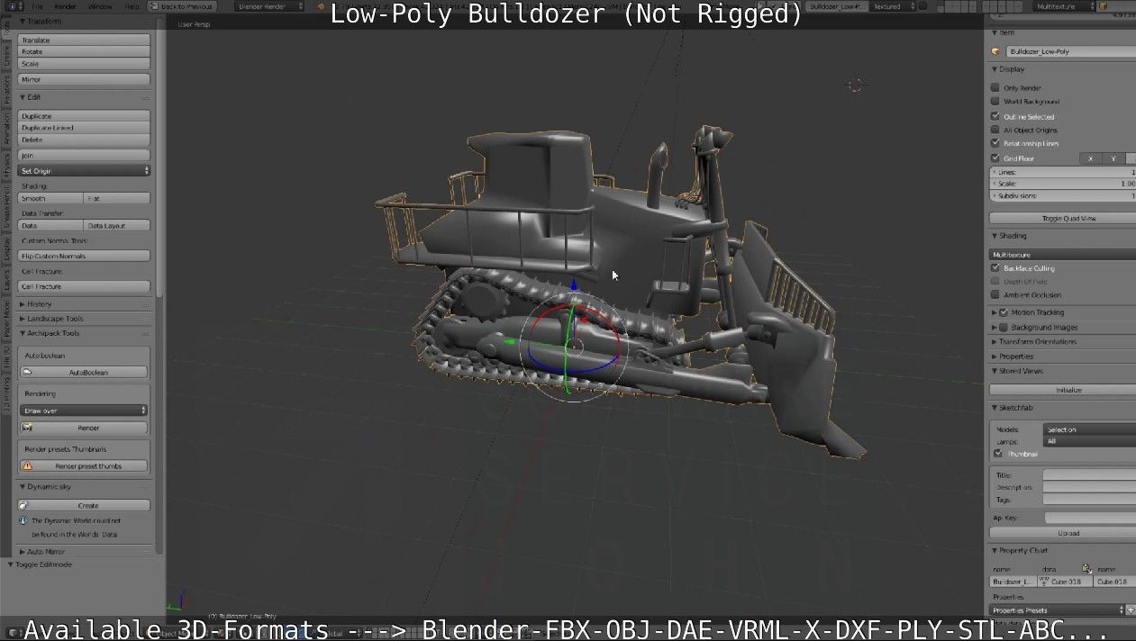 Low-Poly Bulldozer - Not Rigged Low-poly 3D model_20