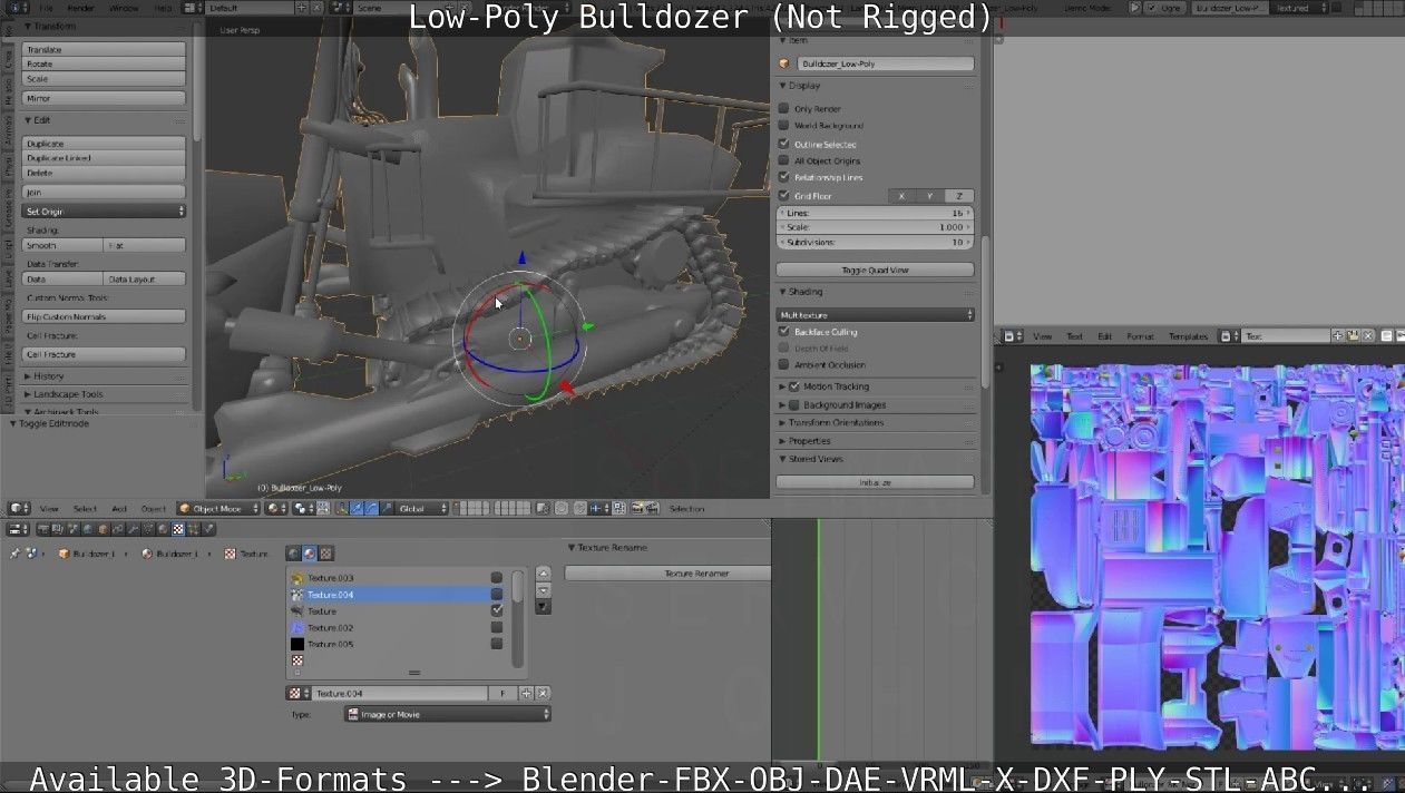 Low-Poly Bulldozer - Not Rigged Low-poly 3D model_23