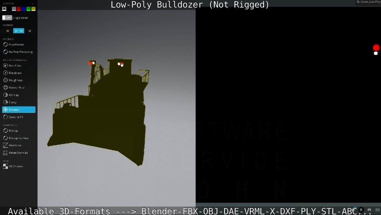 Low-Poly Bulldozer - Not Rigged Low-poly 3D model_79