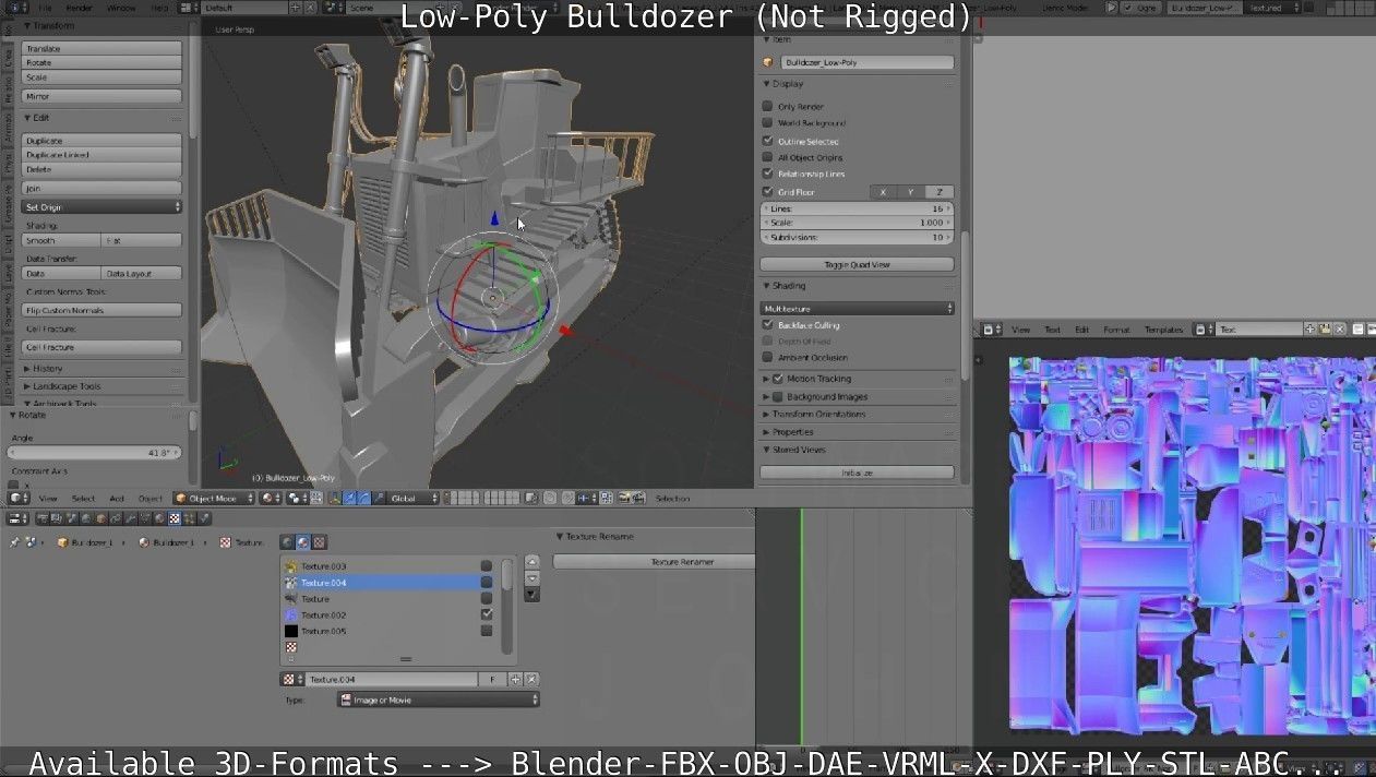 Low-Poly Bulldozer - Not Rigged Low-poly 3D model_40