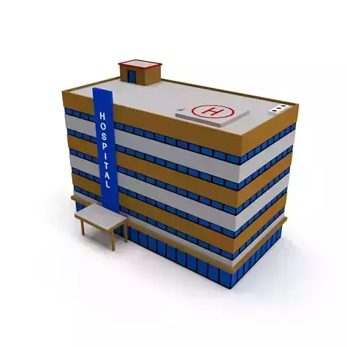 Game Ready Low Poly Hospital building Low-poly 3D model