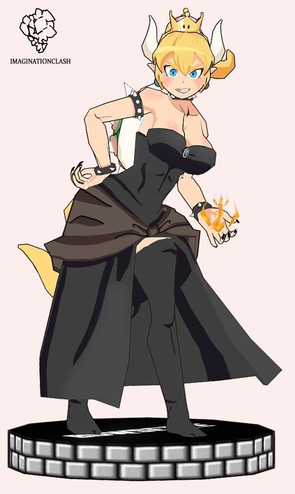 Bowsette lowpoly anime character Low-poly 3D model_4