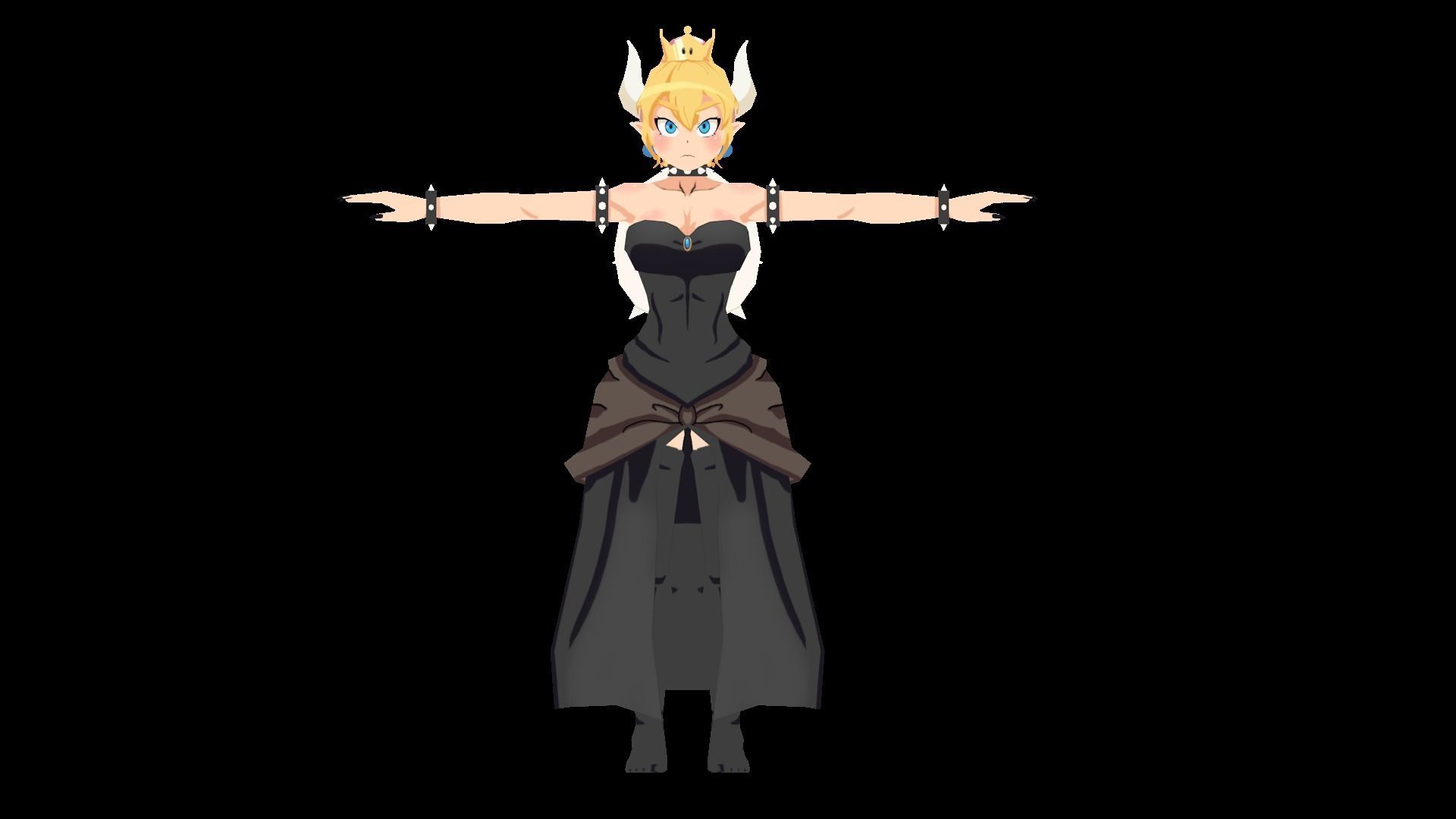 Bowsette lowpoly anime character Low-poly 3D model_6