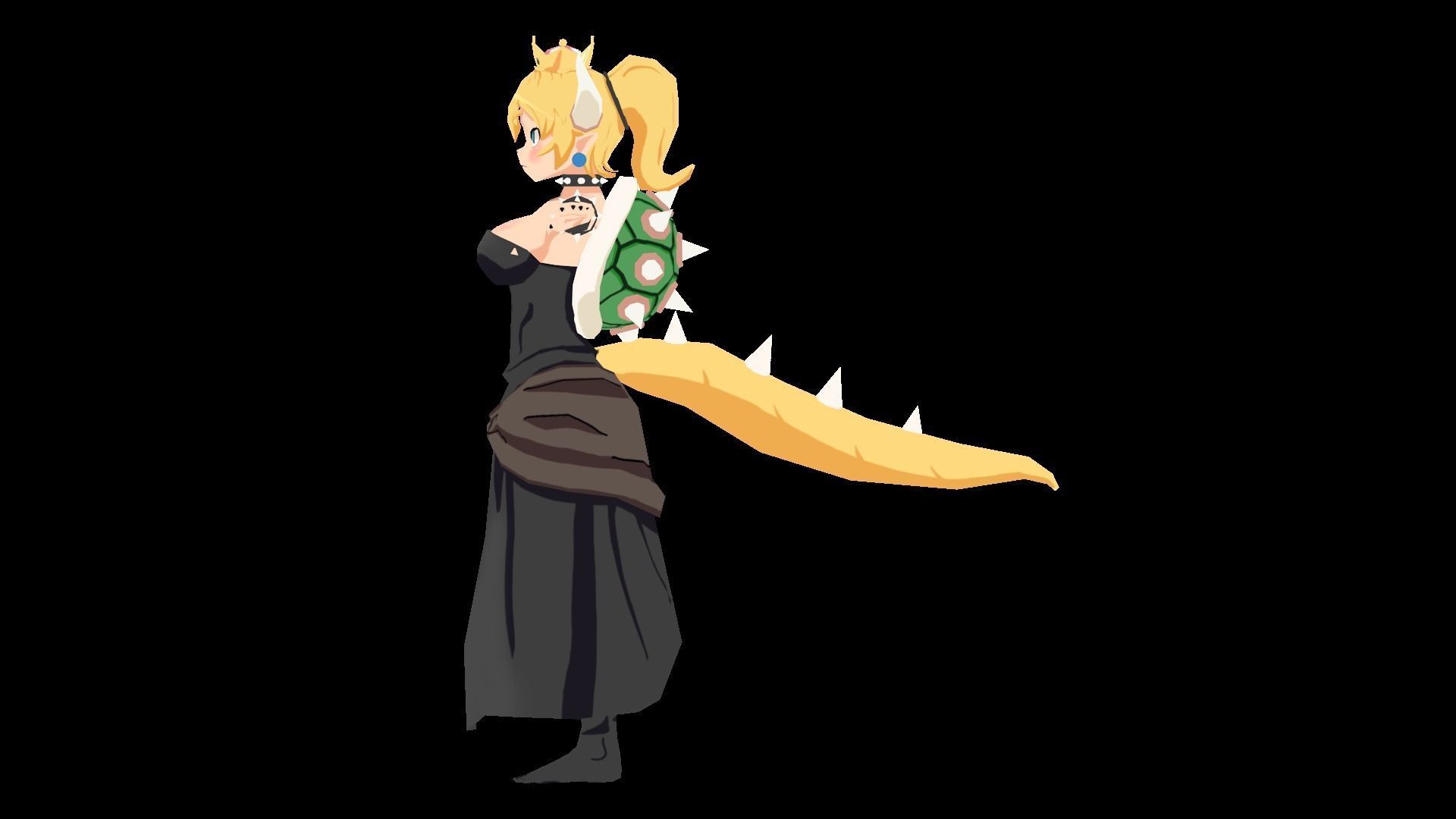 Bowsette lowpoly anime character Low-poly 3D model_5