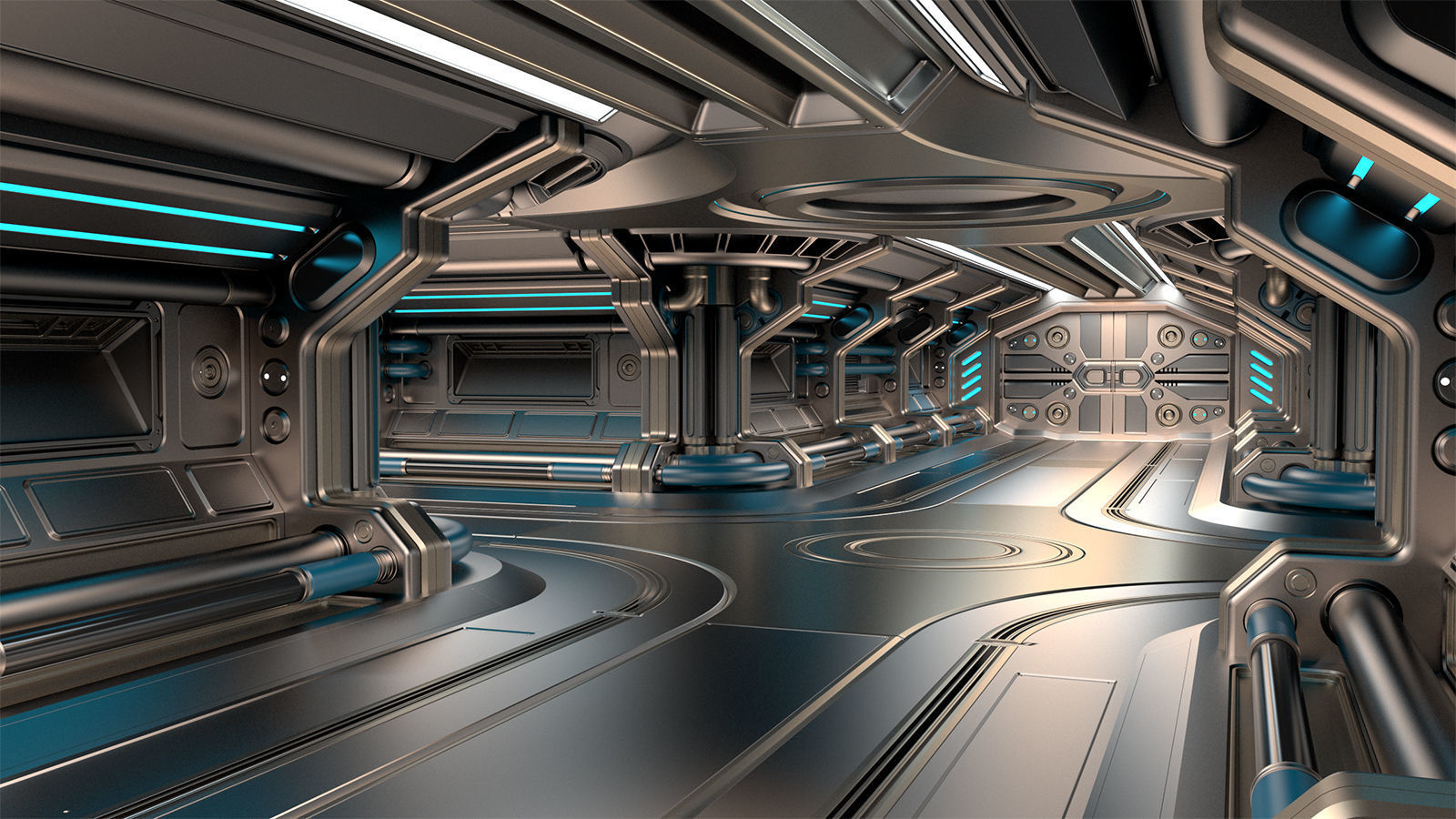 Sci Fi Modular Corridor BASIC EDITION 3D model_4