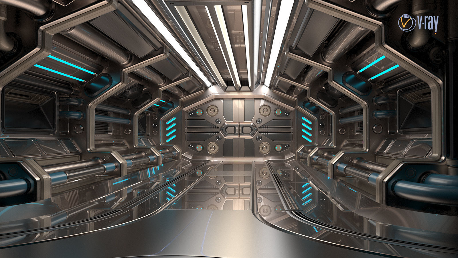Sci Fi Modular Corridor BASIC EDITION 3D model_10