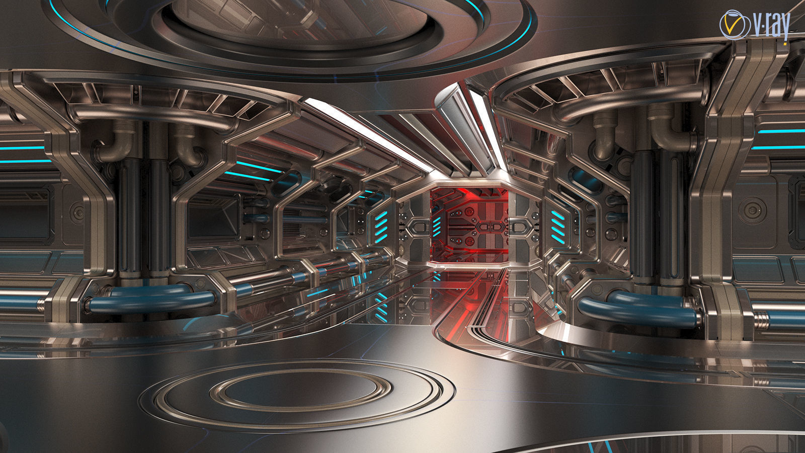 Sci Fi Modular Corridor BASIC EDITION 3D model_12