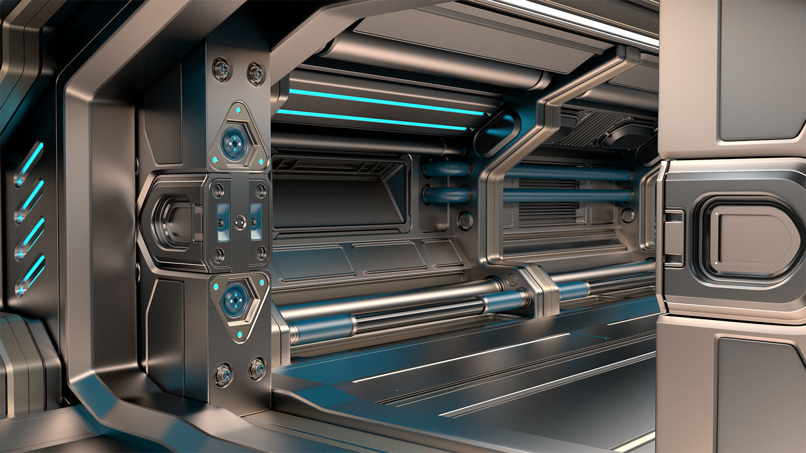 Sci Fi Modular Corridor BASIC EDITION 3D model_9