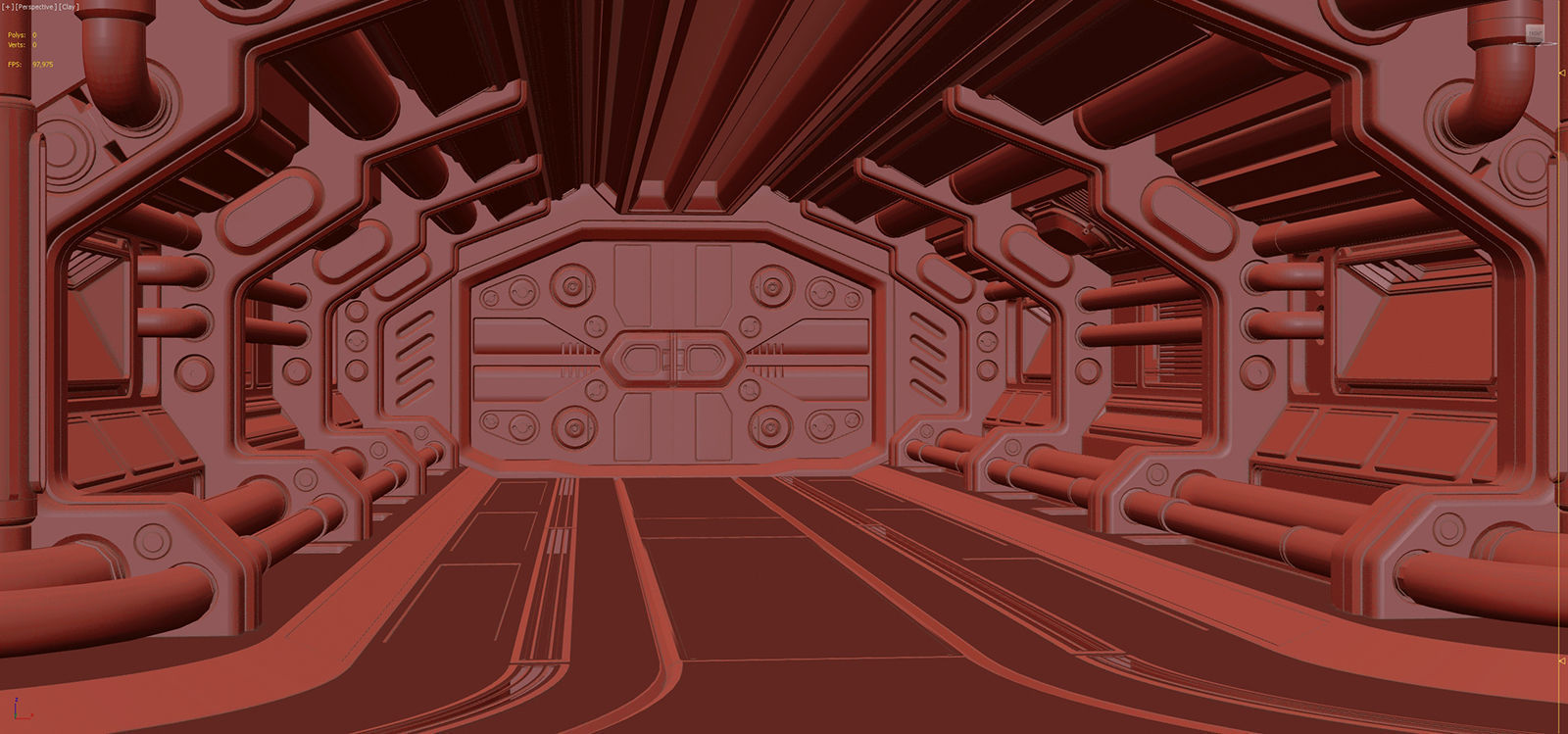 Sci Fi Modular Corridor BASIC EDITION 3D model_16