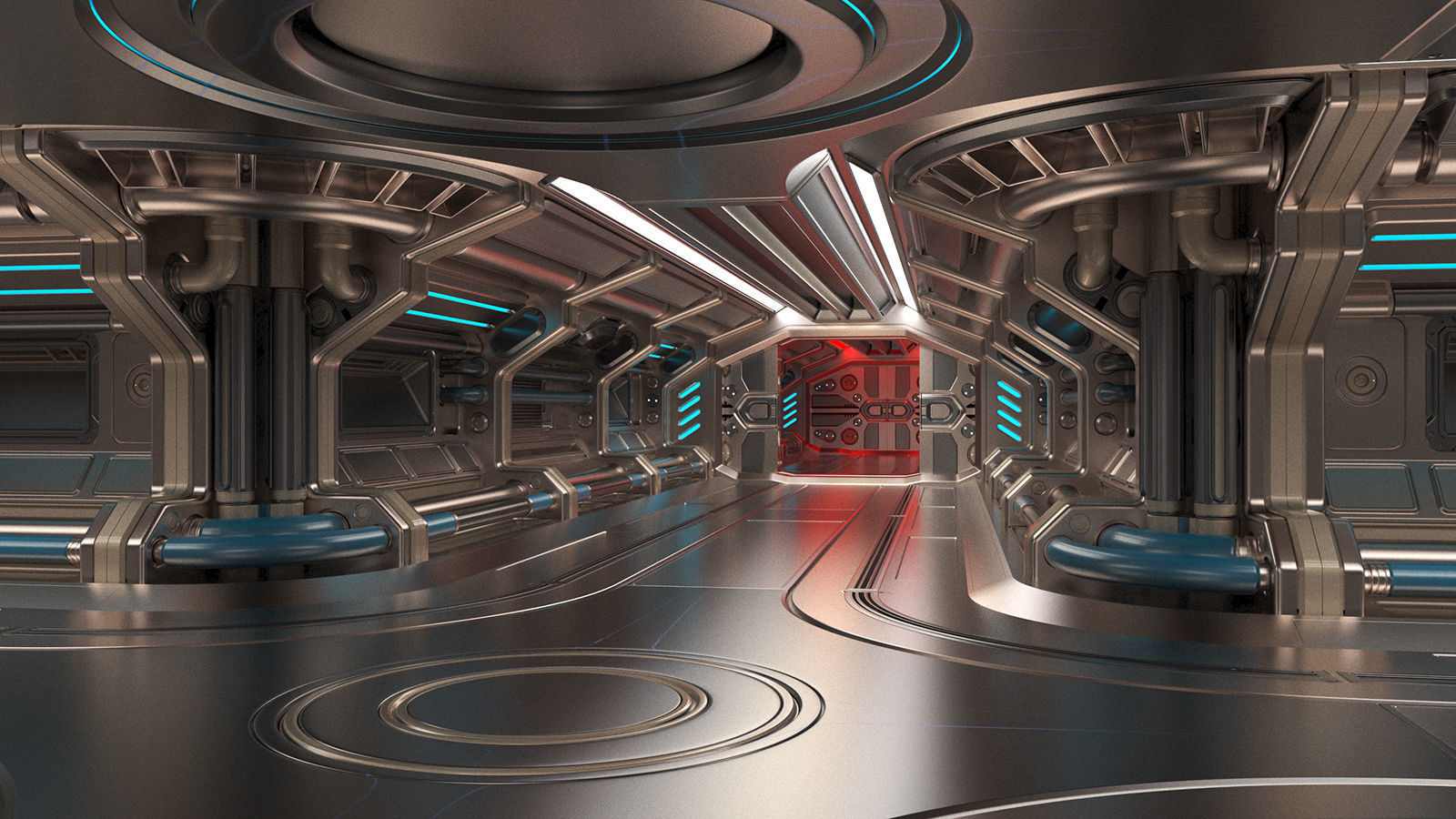 Sci Fi Modular Corridor BASIC EDITION 3D model_14