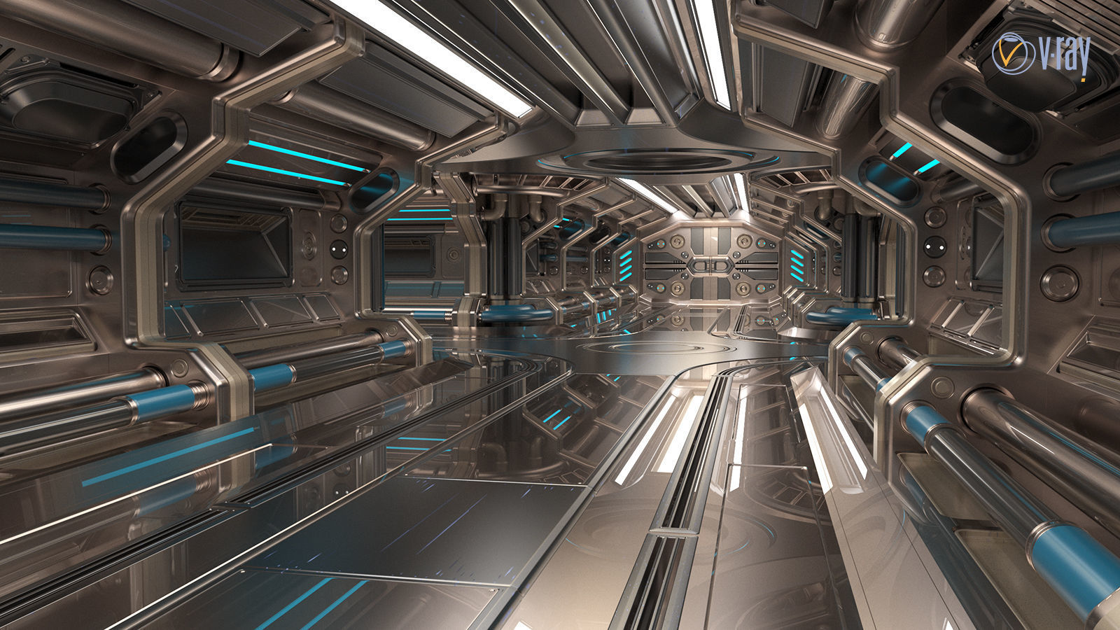 Sci Fi Modular Corridor BASIC EDITION 3D model_11